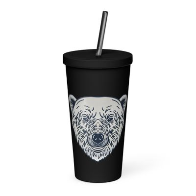 Endangered Polar Bear Portrait Insulated Tumbler with a Straw