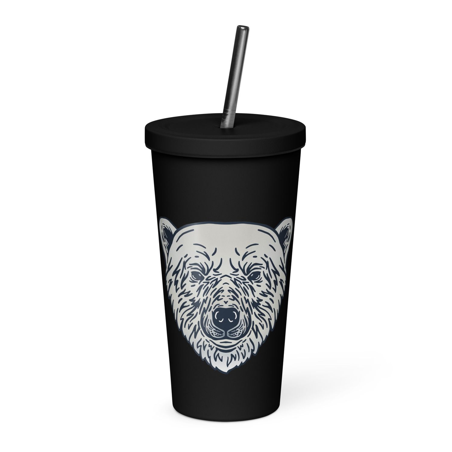Endangered Polar Bear Portrait Insulated Tumbler with a Straw