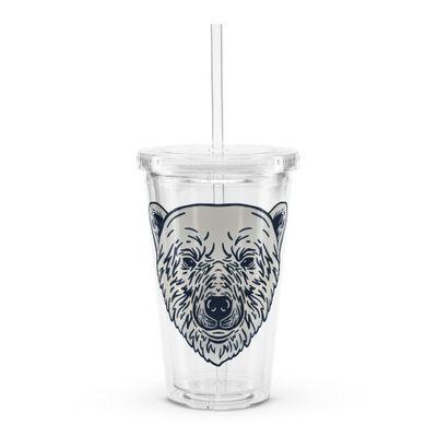 Endangered Polar Bear Portrait Clear Plastic Insulated Tumbler
