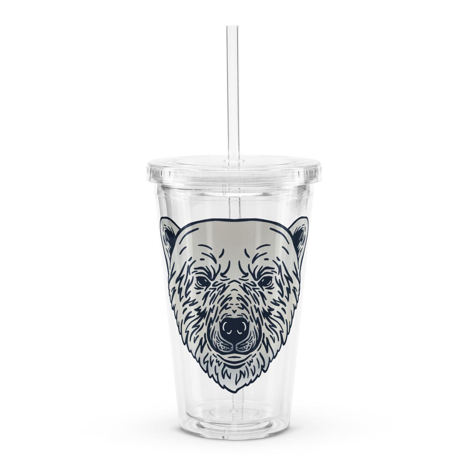 Endangered Polar Bear Portrait Clear Plastic Insulated Tumbler