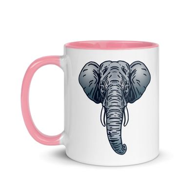 Endangered Sumatran Elephant Portrait Mug with Color Interior