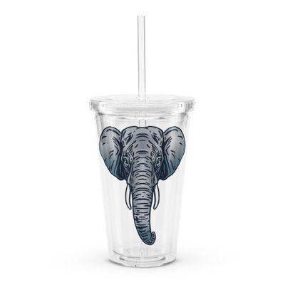 Endangered Sumatran Elephant Portrait Clear Plastic Insulated Tumbler