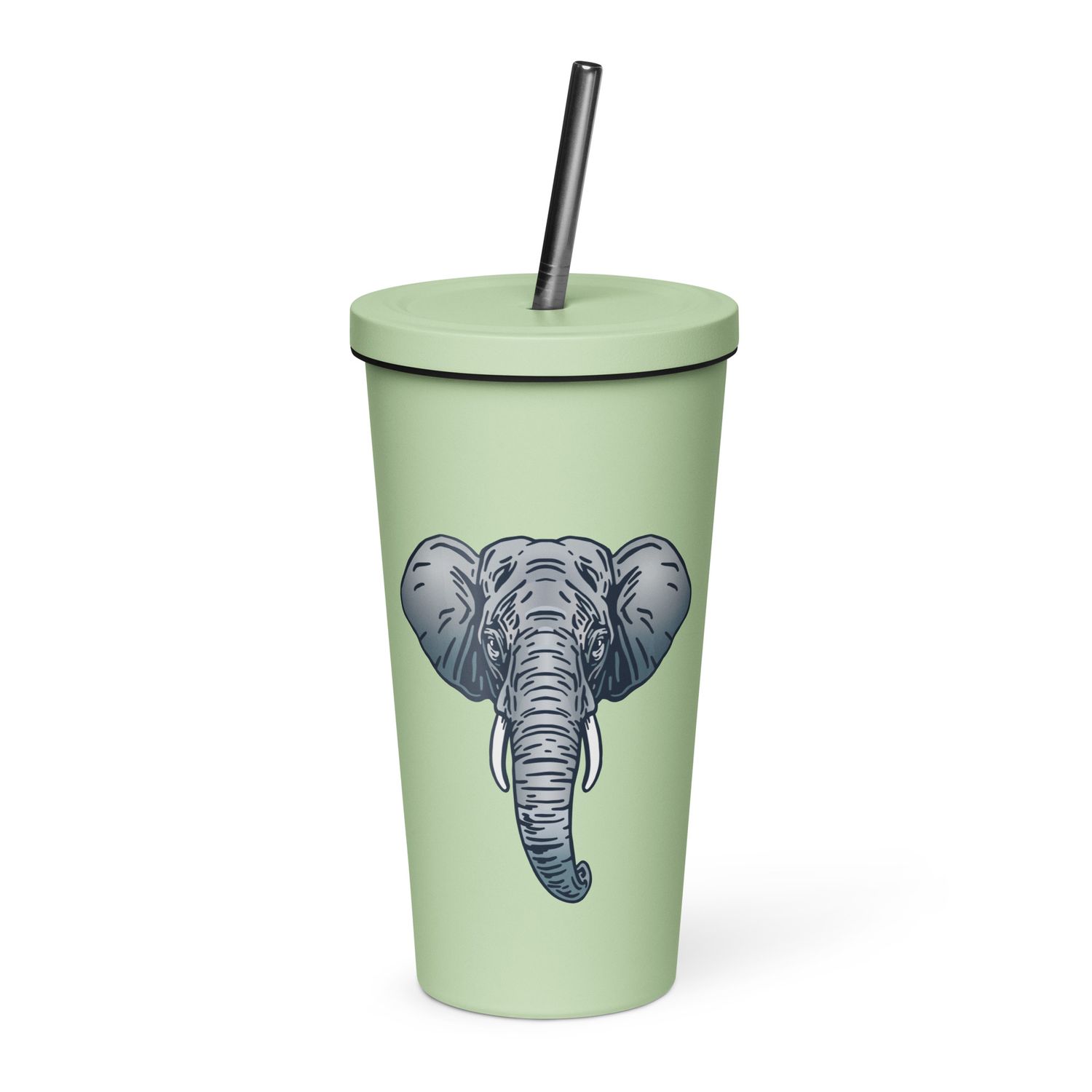 Endangered Sumatran Elephant Portrait Insulated Tumbler with a Straw