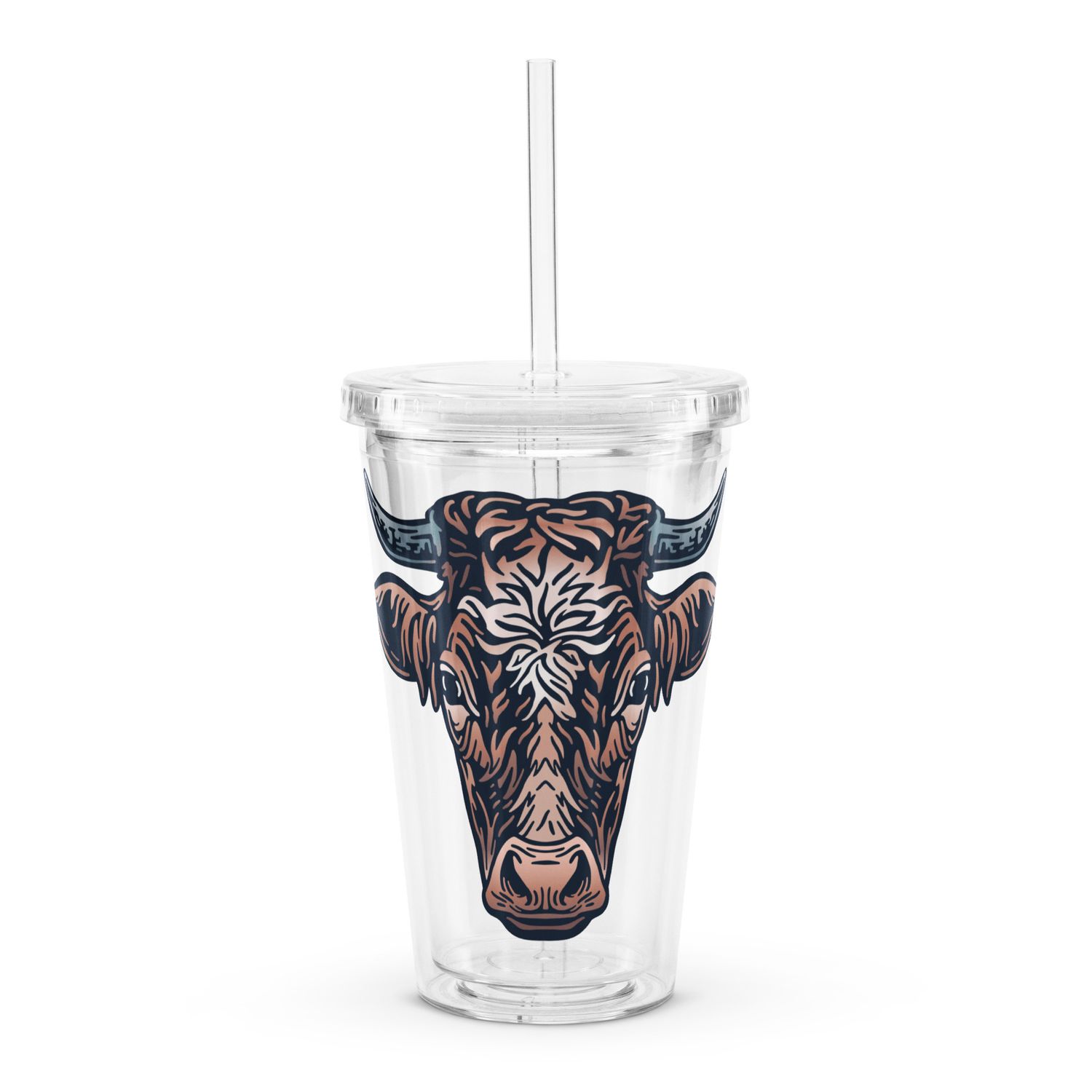 Farm Cow Portrait Clear Plastic Insulated Tumbler