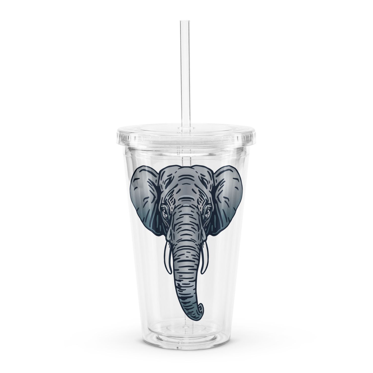 Endangered Sumatran Elephant Portrait Clear Plastic Insulated Tumbler
