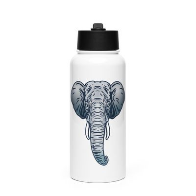 Endangered Sumatran Elephant Portrait Stainless Steel Water Bottle with a Straw Lid