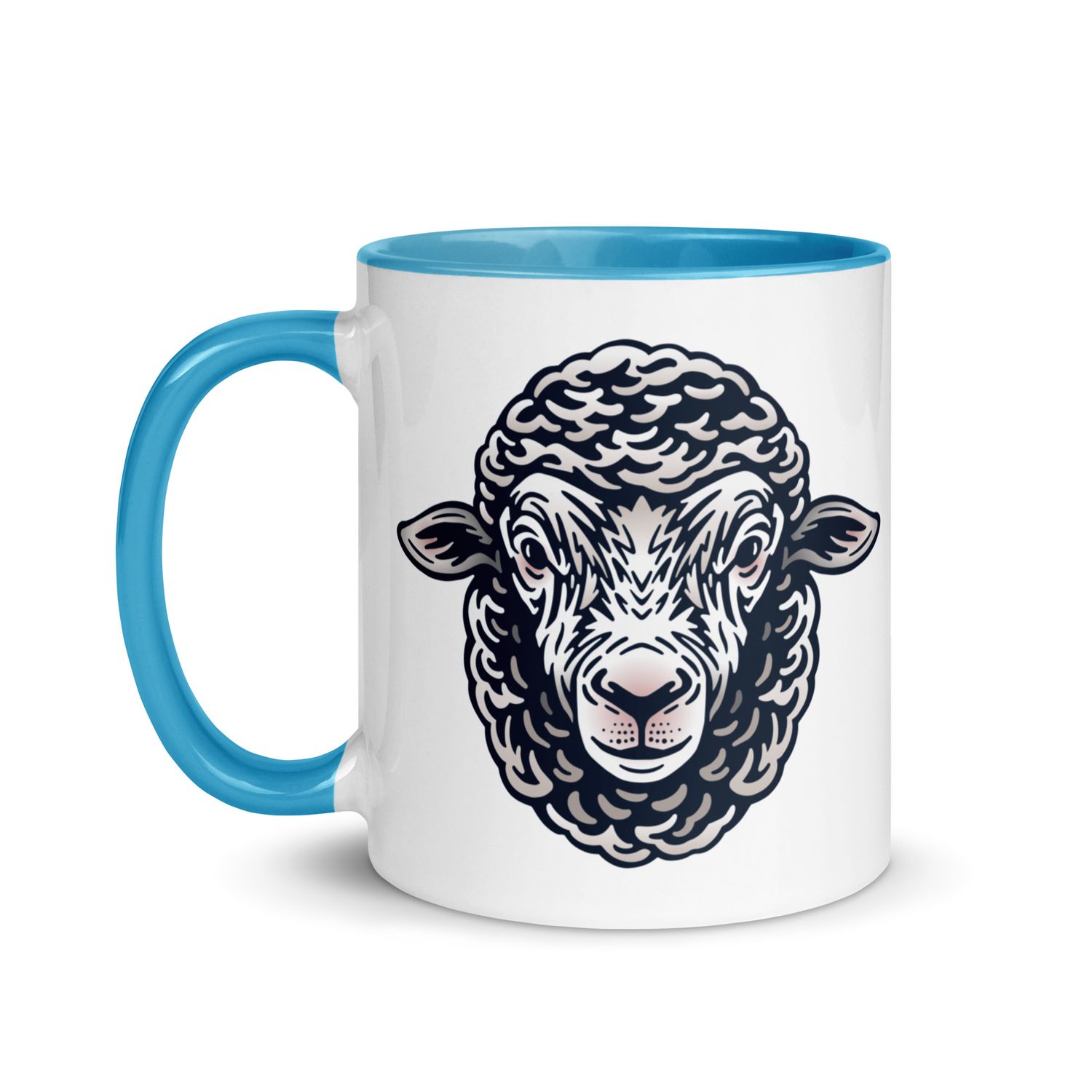 Farm Sheep Portrait Mug with Color Interior