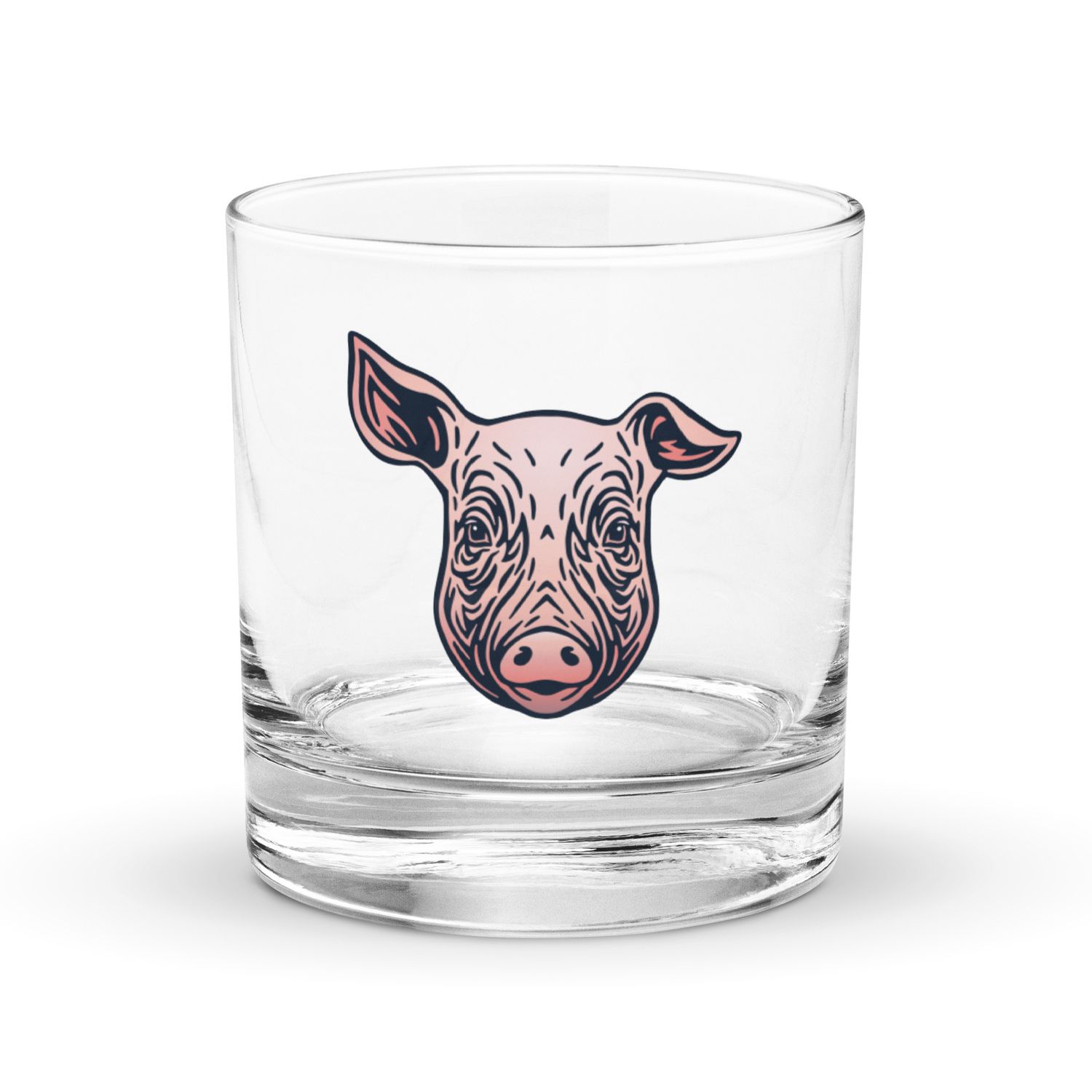 Farm Pig Portrait Rocks Glass