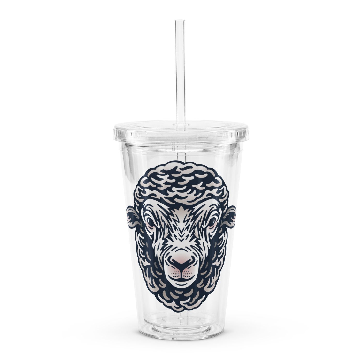 Farm Sheep Portrait Clear Plastic Tumbler