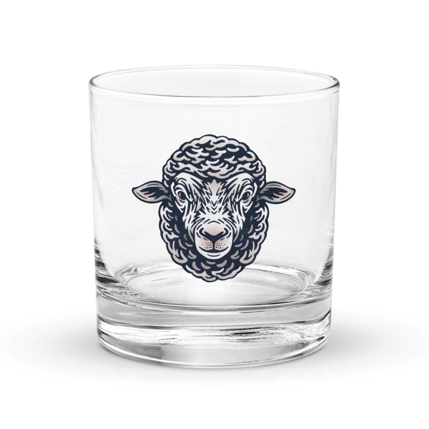 Farm Sheep Portrait Rocks Glass