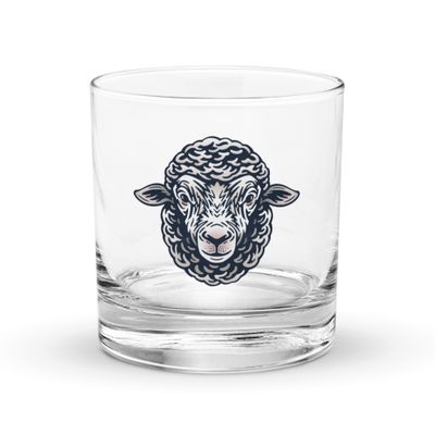 Farm Sheep Portrait Rocks Glass