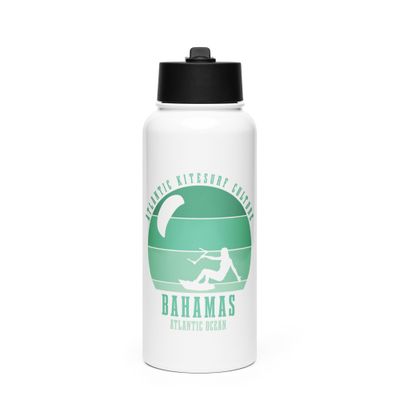 Bahamas Kitesurfing Atlantic Kitesurfer Girl Stainless Steel Water Bottle with a Straw Lid
