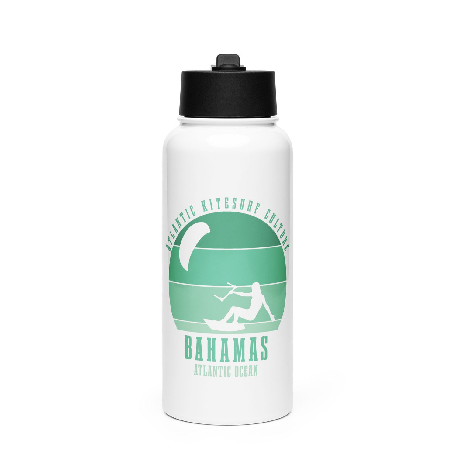 Bahamas Kitesurfing Atlantic Kitesurfer Girl Stainless Steel Water Bottle with a Straw Lid