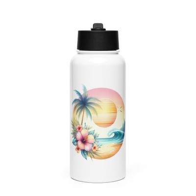 Summer Vacation Vibes (1) Stainless Steel Water Bottle with a Straw Lid