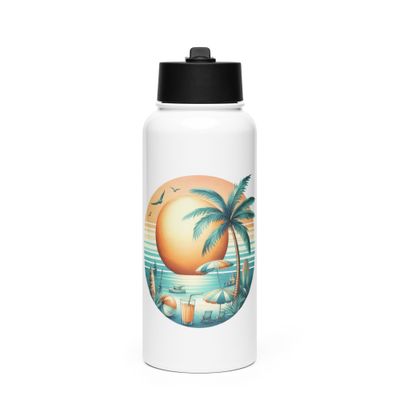 Summer Vacation Vibes (2) Stainless Steel Water Bottle with a Straw Lid