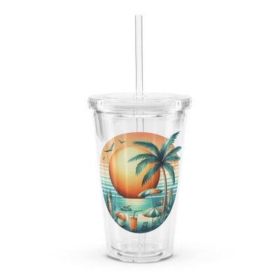 Summer Vacation Vibes (2) Clear Plastic Insulated Tumbler