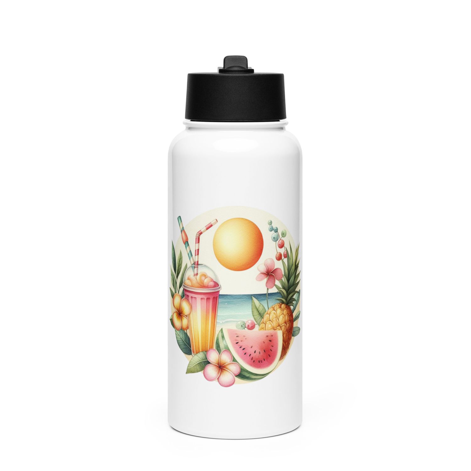 Summer Vacation Vibes (3) Stainless Steel Water Bottle with a Straw Lid