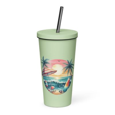 Summer Vacation Vibes (4) Insulated Tumbler with a Straw