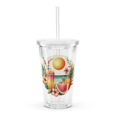 Summer Vacation Vibes (3) Clear Plastic Insulated Tumbler