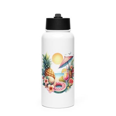 Summer Vacation Vibes (5) Stainless Steel Water Bottle with a Straw Lid