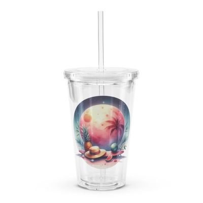 Summer Vacation Vibes (8)  Clear Plastic Insulated Tumbler