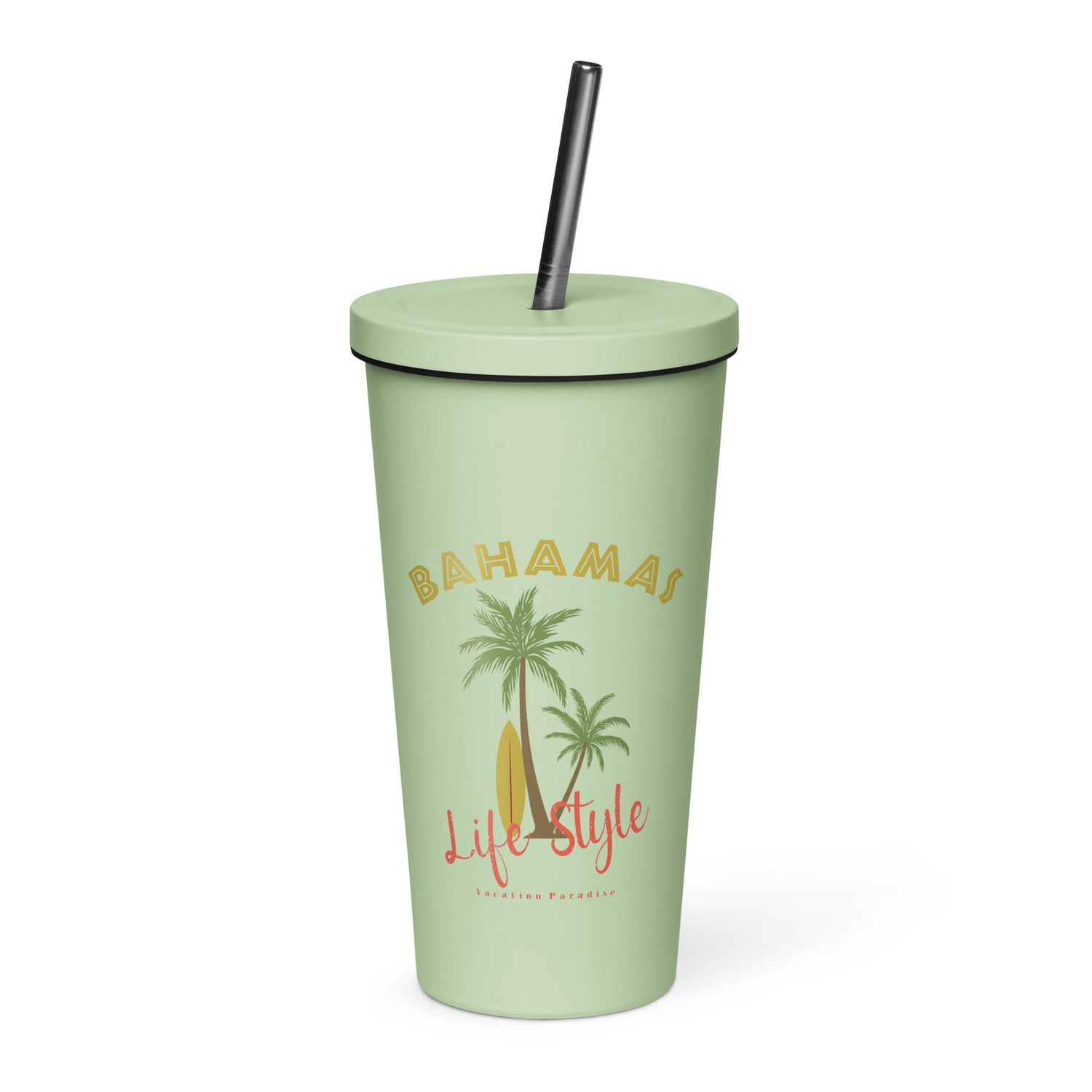 Bahamas Tropical Life Style Insulated Tumbler with a Straw