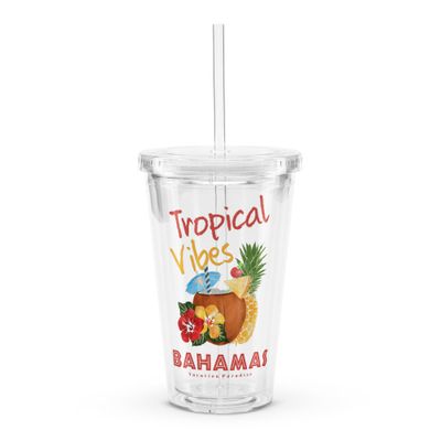 Bahamas Tropical Vibes Clear Plastic Tumbler
