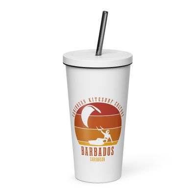 Barbados Kitesurfing Caribbean Kitesurfer Insulated Tumbler with a Straw