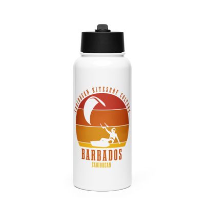 Barbados Kitesurfing Caribbean Kitesurfer Stainless Steel Water Bottle with a Straw Lid
