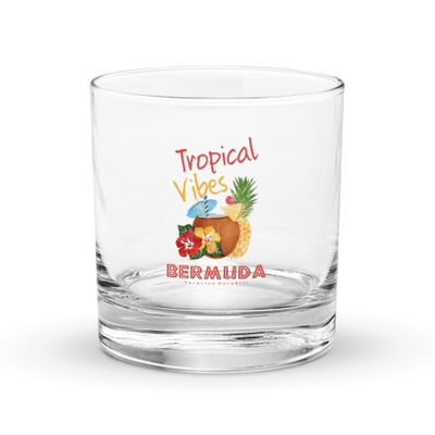 Bermuda Tropical Vibes, Tourist Vacation Rocks Glass