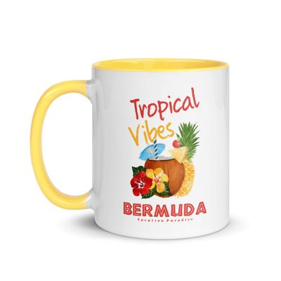Bermuda Tropical Vibes, Tourist Vacation Mug with Color Interior