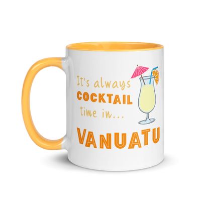 Its Always Cocktail Time in Vanuatu, Tropical Cocktail Vibes Mug with Color Interior