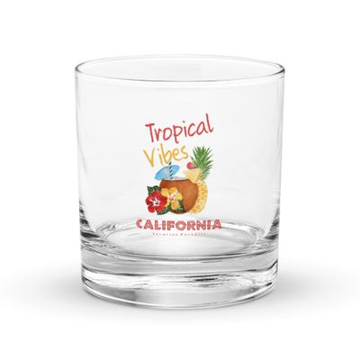 California Tropical Vibes, Tourist Vacation Rocks Glass