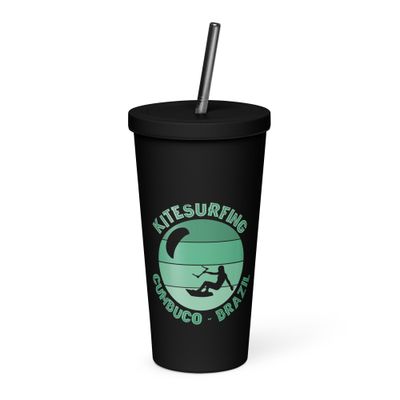Cumbuco Kitesurfing Atlantic Kitesurfer Insulated Tumbler with a Straw