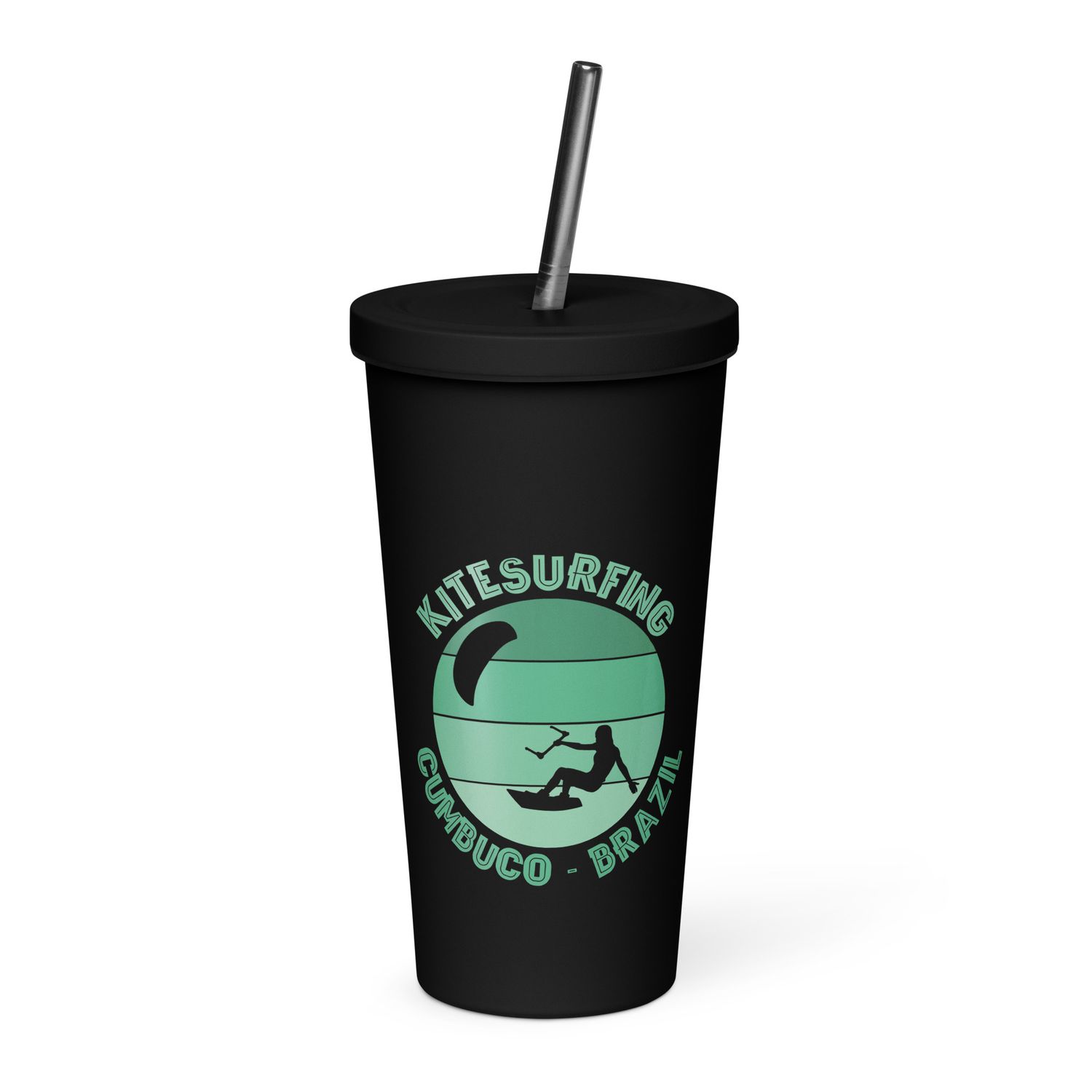 Cumbuco Kitesurfing Atlantic Kitesurfer Insulated Tumbler with a Straw