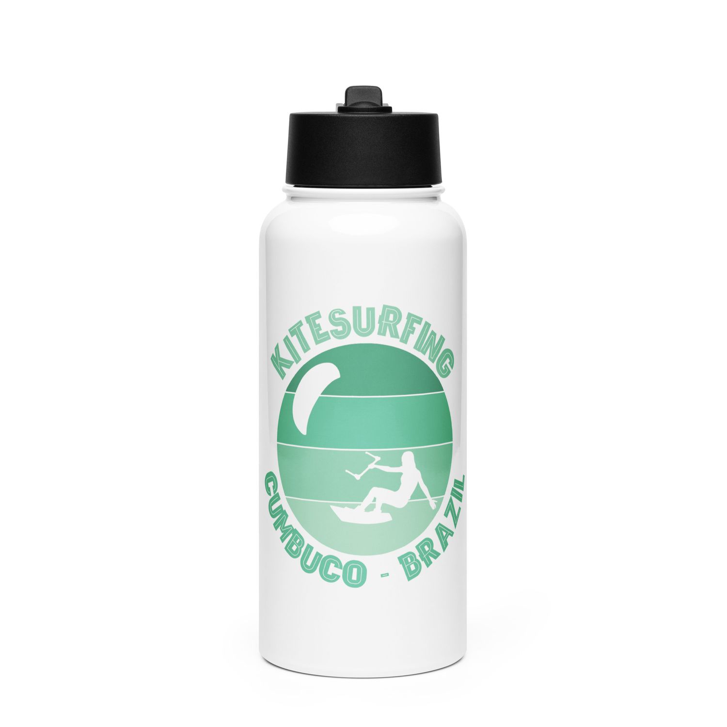 Cumbuco Kitesurfing Atlantic Kitesurfer Stainless Steel Water Bottle with a Straw Lid