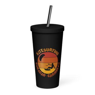 Curaçao Kitesurfing Caribbean Kitesurfer Insulated Tumbler with a Straw