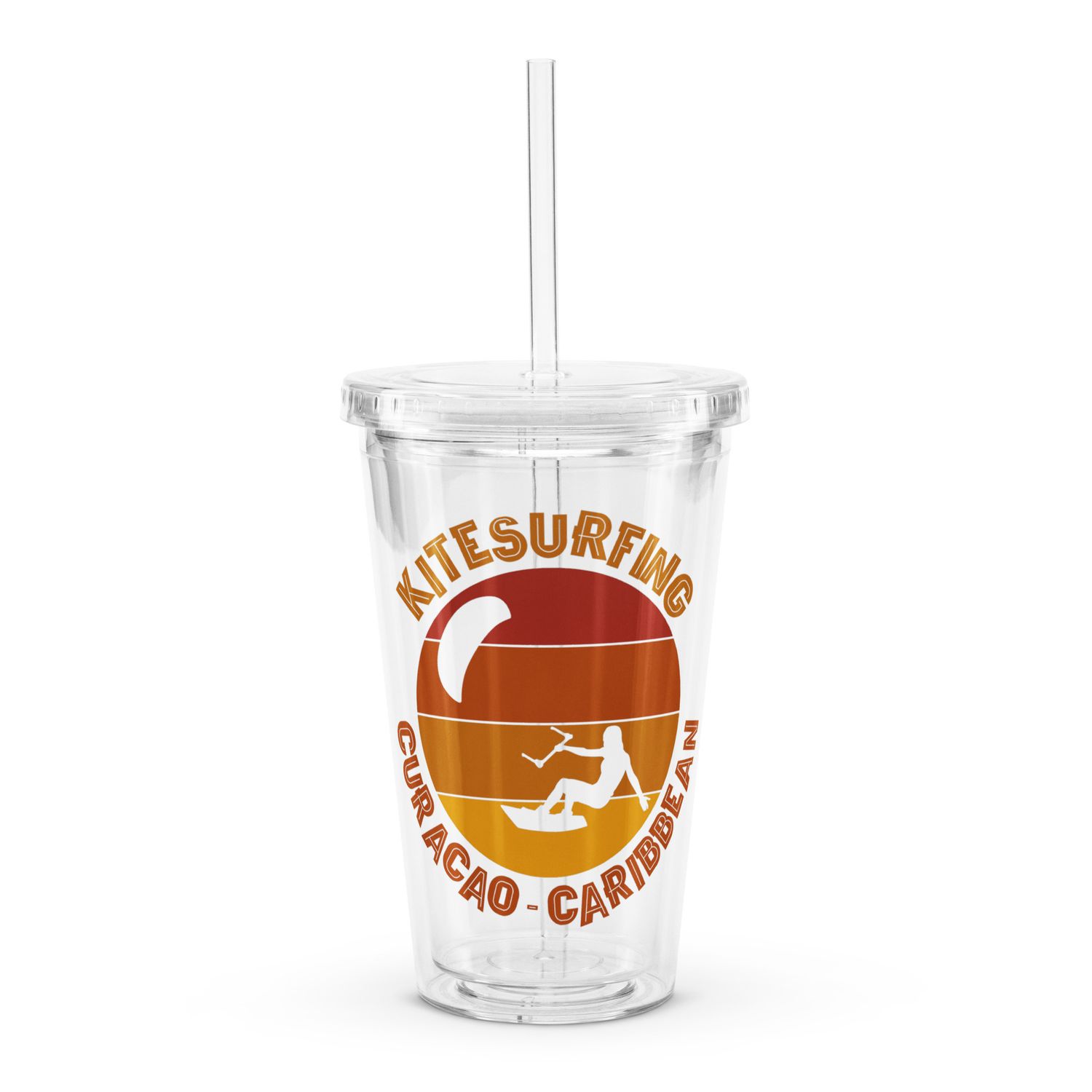 Curaçao Kitesurfing Caribbean Kitesurfer Clear Plastic Insulated Tumbler