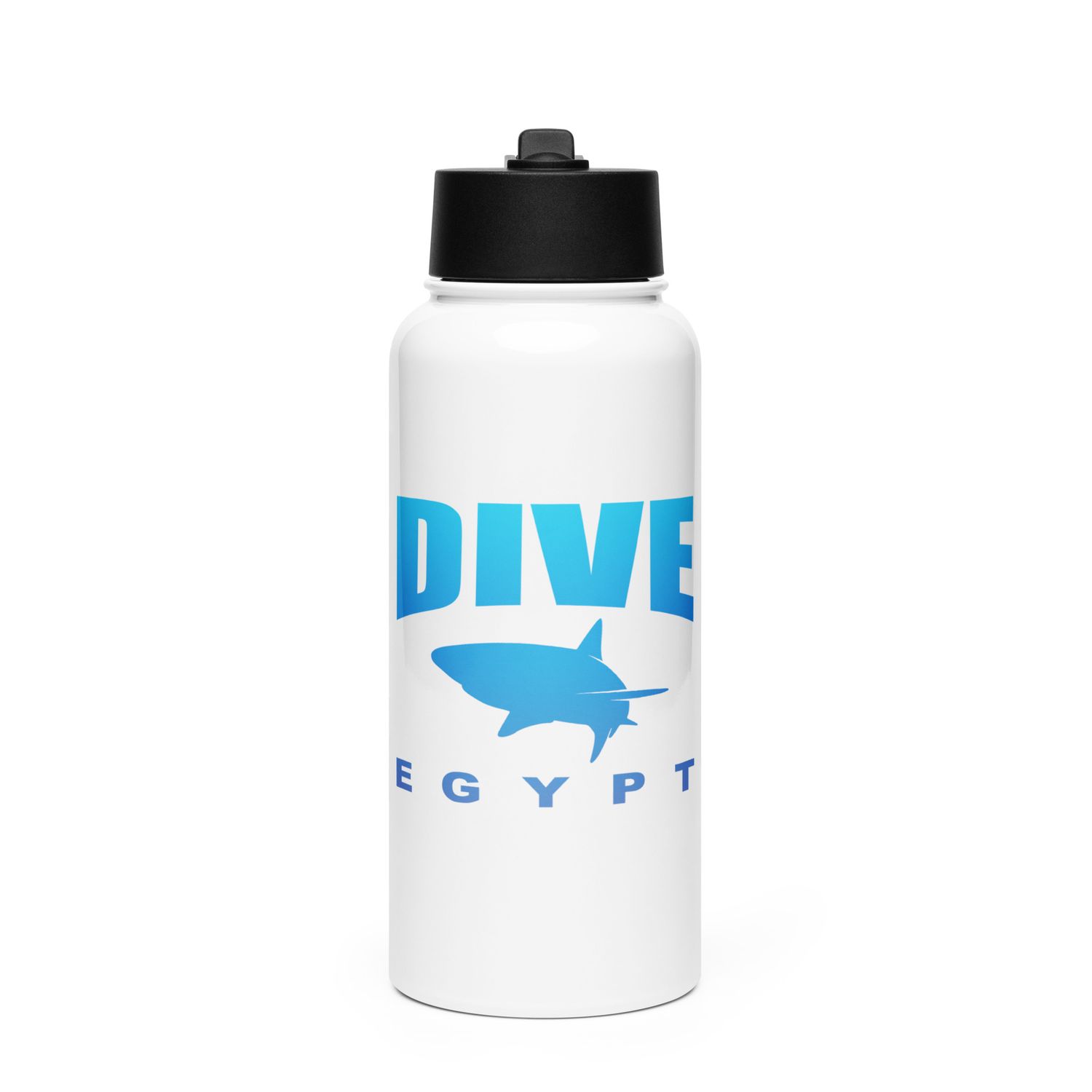 Dive Egypt with Shark, Scuba Diving in Egypt with Sharks Stainless steel Water Bottle with a Straw Lid