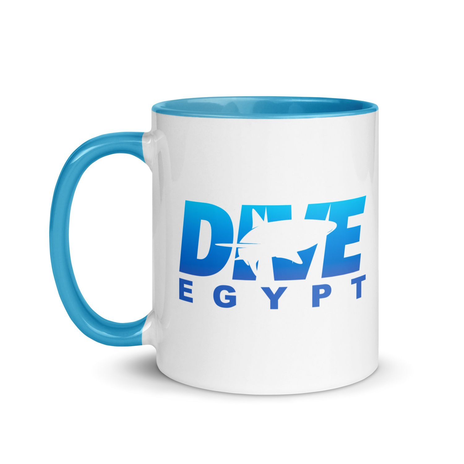 Dive Egypt with Shark, Scuba Diving in Egypt Mug with Color Interior