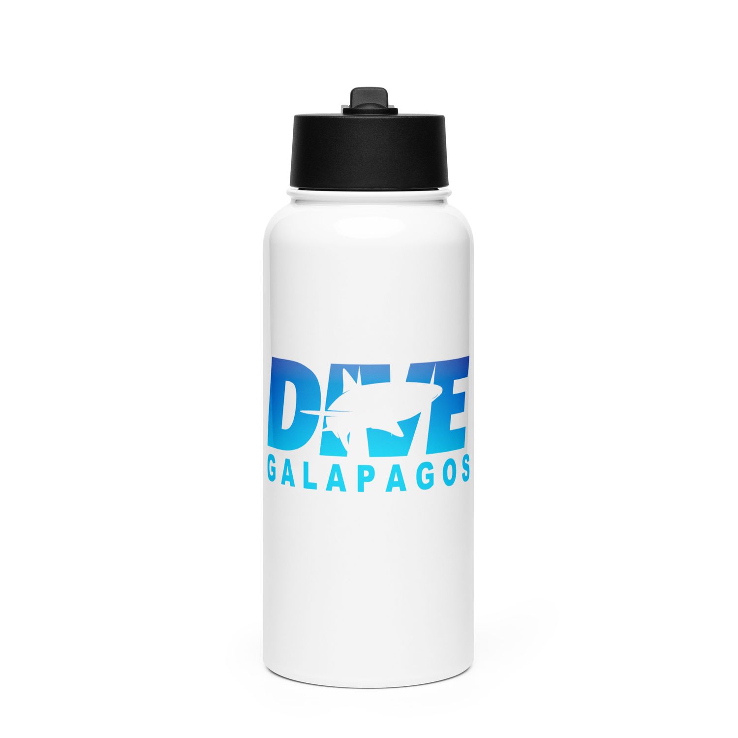 Dive Galapagos with Sharks, Scuba Diving at the Galapagos Islands Stainless Steel Water Bottle with a Straw Lid