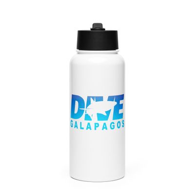 Dive Galapagos with Sharks, Scuba Diving at the Galapagos Islands Stainless Steel Water Bottle with a Straw Lid