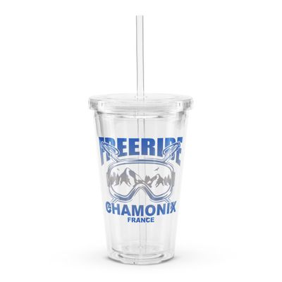 Freeride Skiing Chamonix France Clear Plastic Tumbler