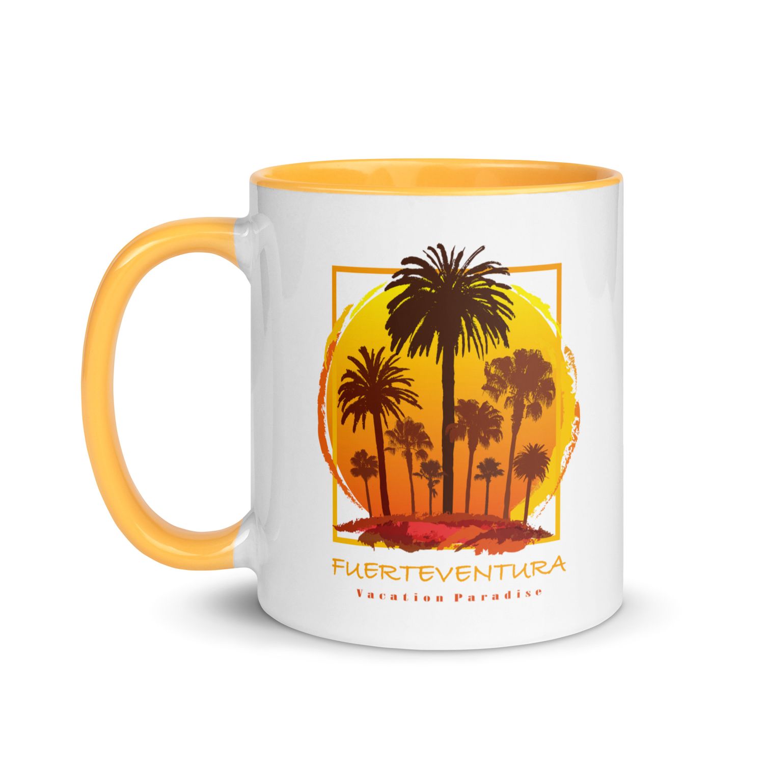 Fuerteventura Sunset Palms Mug with Color Interior