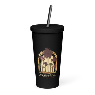 Grenada Paradise Travel, Tourist Vacation Insulated Tumbler with a Straw
