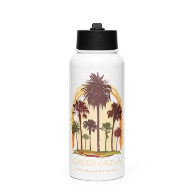 Grenada Paradise Travel, Tourist Vacation Stainless Steel Water Bottle with a Straw Lid