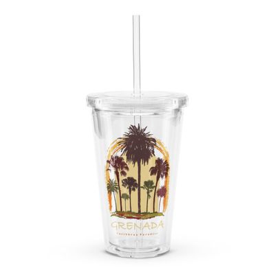 Grenada Paradise Travel, Tourist Vacation Clear Plastic Insulated Tumbler