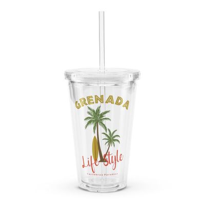 Grenada Tropical Life Style, Tourist Vacation Clear Plastic Insulated Tumbler