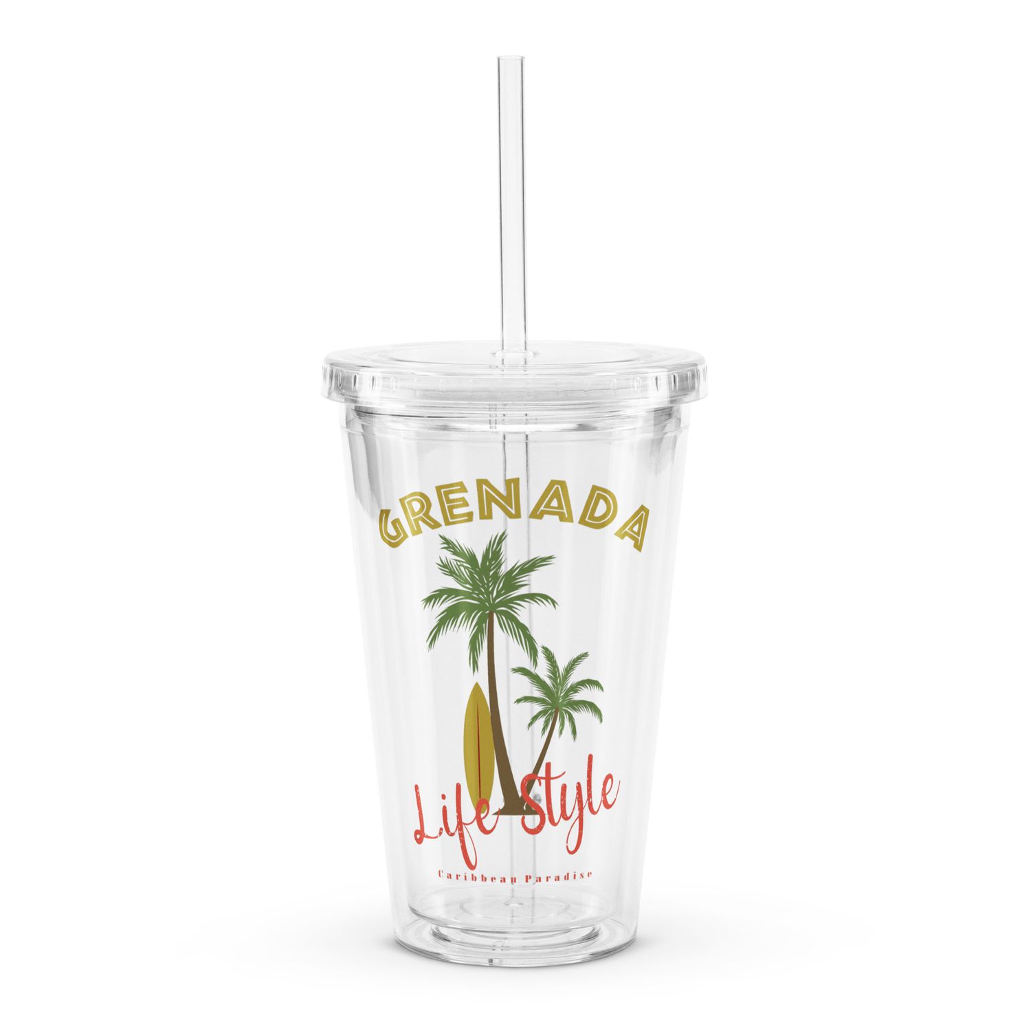 Grenada Tropical Life Style, Tourist Vacation Clear Plastic Insulated Tumbler