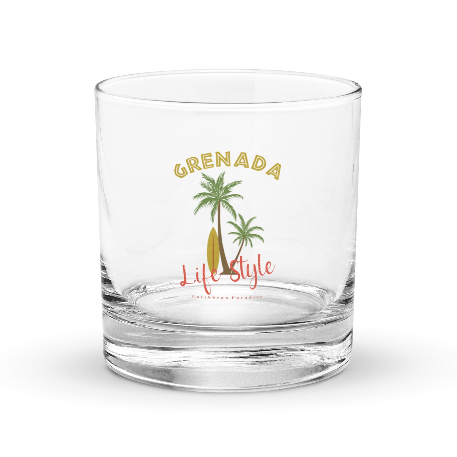 Grenada Tropical Life Style, Tourist Vacation Rocks Glass